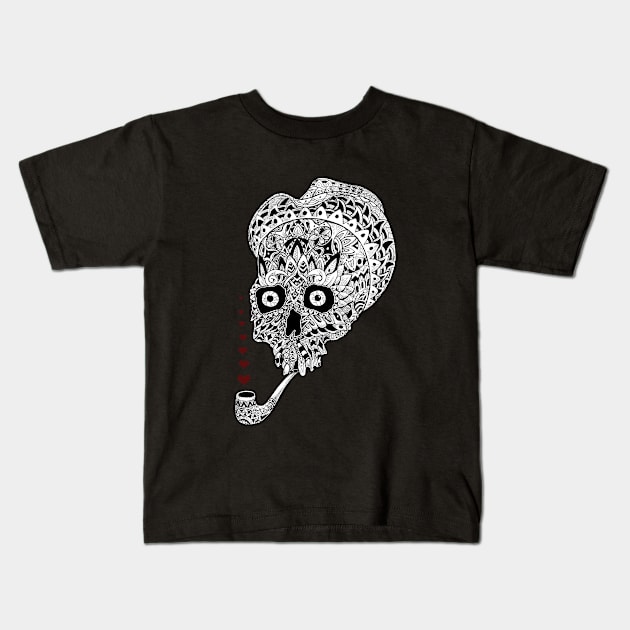 Skull Ornate Kids T-Shirt by polkamdesign